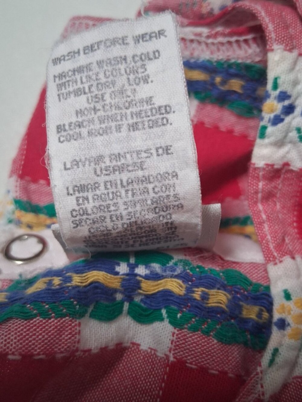 Vintage Carters Baby Girl Romper 3-6M Red Check Plaid Floral Country Cottage - Picture 5 of 12